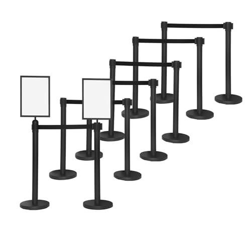 12 Pack Crowd Control Stanchion Set with 9.8ft Retractable Belt,