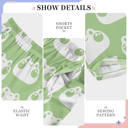 Boys' Pants Cute Frog Happy Face Green Long Bottoms Jogger Pants Elastic Waist Trousers with Pockets S-XL4