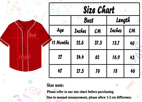 2Nd Baseball Birthday Shirt Boy Toddler 2 Years Olds T Shirts Gift Sports Jersey Tops Clothes(Red,2T) #TOP6