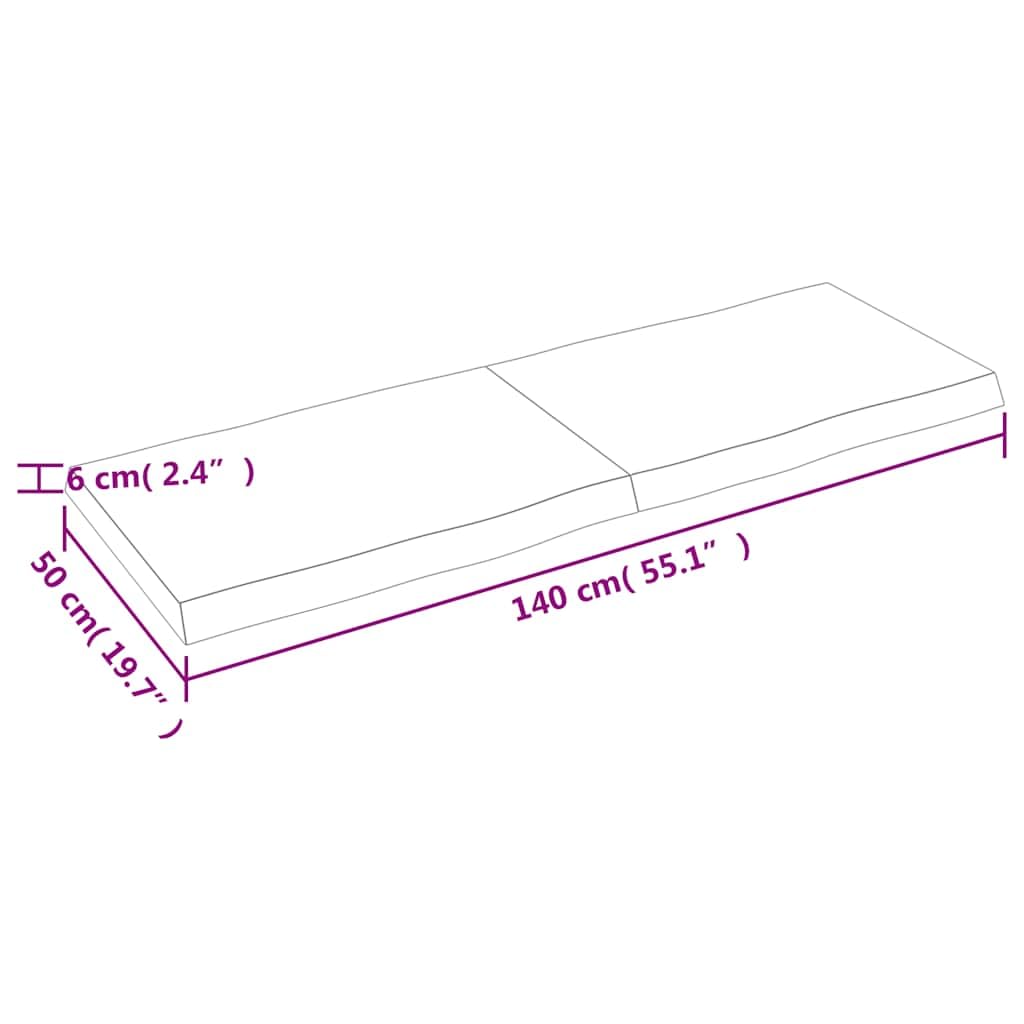Massivholztischplatte 140x50 cm dunkle Baumkante für Esszimmer Küche Büro DIY BAU Möbel Ersatz