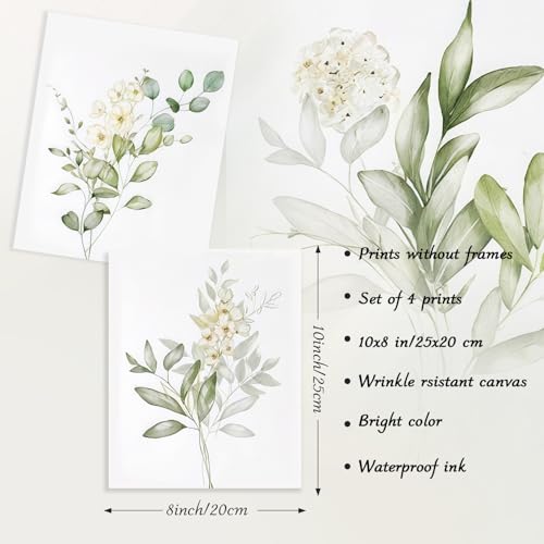 Dazzlewall 4Pcs Botanical Watercolor Flower Art Prints, Sage Green Plants Wall Art Decor, Minimalist Leaves Picture for Bedroom Bathroom Decor 8x10 in Unframed - Cosy Home Interiors Dazzlewall 4Pcs Botanical Watercolor Flower Art Prints, Sage Green Plants Wall Art Decor, Minimalist Leaves Picture for Bedroom Bathroom Decor 8x10 in Unframed - Image 5