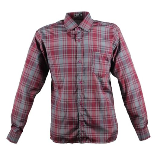 Camisa Social, Camisa Xadrez Masculina, Manga Longa, Camisa de Botao,camisa com bolso (BR, Alfa, GG, Regular, Verm/Cinza)