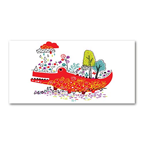 Tirages sur toile Tulup crocodile rouge 120x60 cm - Art mural pour pépinière