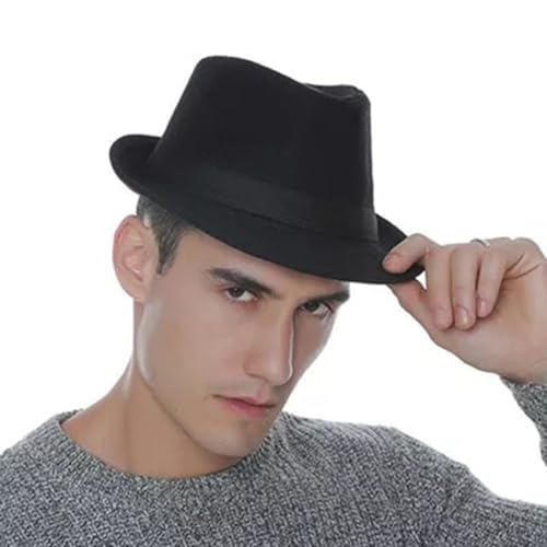 Classic Fedora Hat for Men Women Bucket Fedora 20s Fedora Hat Short Brim Panama Cap Fashion Jazz hat Church Party Fedora Black