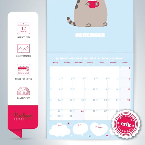 Grupo Erik Pusheen Wall Calendar 2024 12" x 12", 12 x 12 inches, 12 x 12 inches - Image 3