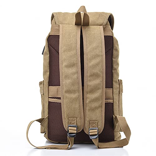 Sac à dos homme USB grande capacité en toile marron résistant - 2