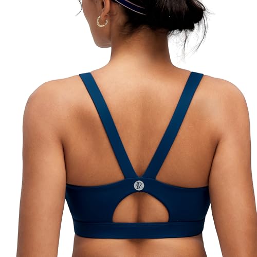 Image of RUNNING GIRL Sports Bras for Women,Light Impact Molded Cup Strap Sports Bra with Sewn in Pads,Best for A-C Cup