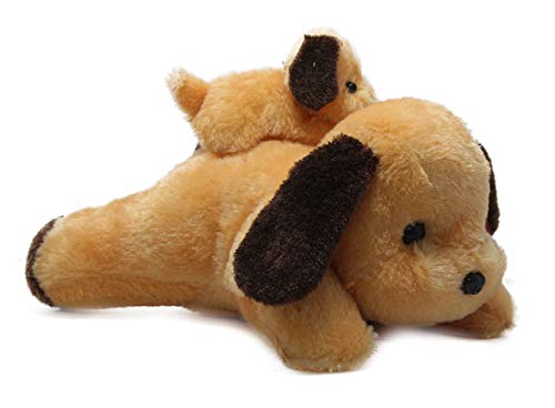 Image of Tickles Adroable Lying Dog with Baby Stuffed Soft Plush Animal Toy for Kids Baby Boys & Girls Birthday Gifts (Size: 20 cm Color: Brown)