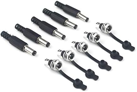 5.5MM x 2.1MM 5Pcs DC Power Jack Socket Female Threaded Mount Connector Adapter+5Pcs Rubber Protector Caps+5Pcs Male DC Power Plug Solder Power Jack Adapter Connector for Audio/Video/Phone/CCTV