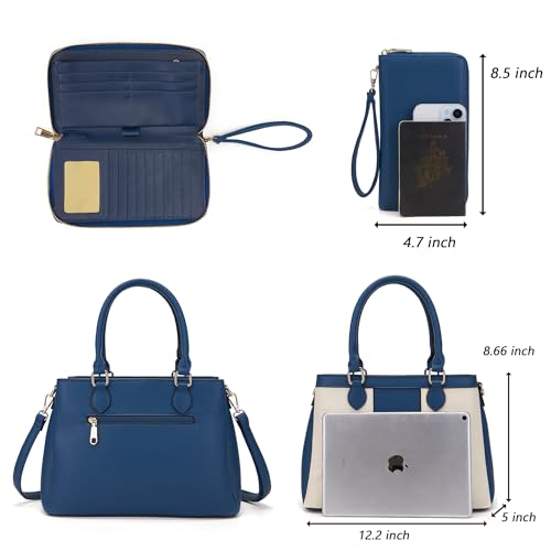 Image of Qiyuer Purses and Wallet Set for Women Satchel Handbag Tote Bag | 3 Zippered Compartments,Pebble PU leather,Multi-slot design,Everyday commuting