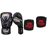 venum impact, guanti da boxe uomo, camuffamento/sabbia, 16oz & kontact, bendaggi da boxe unisex – adulto, nero/rosso, 4 m