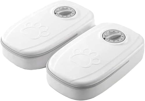 KryZaro 自動ペットフィーダー 犬猫共用 2 食タイマー機能 48 時間超過保護 電池駆動 防遅食・防ついばみ 洗浄可能 コンパクト軽量 携帯便利