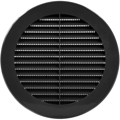 Vent Systems Copertura per intradosso nera da 15 cm/150 mm - Prese d'aria rotonde - Copertura per griglia - Zanzariera incorporata - Prese d'aria HVAC per bagno, ufficio domestico, cucina