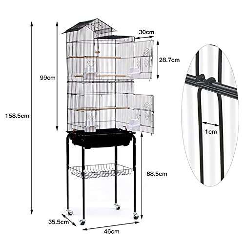 vogelkooi, metalen vogelkooi, volière, niet gemakkelijk te roesten en corrosie, inclusief dennenstokken en voederbakken… - Afbeelding 3