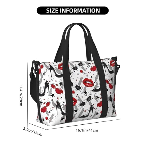 Lips High Heels Print Hand Travel Bag,Gym Bag,Weekend Travel Overnight Bag,Tote Bag Sports Bag For Women Men2