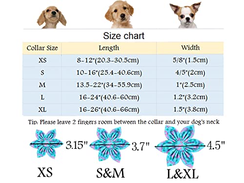 Aring Pet Flamingo Dog Collar-Cotton Dog Collar With Flower, Adjustable Summer Flower Dog Collars With Metal Buckle For Small Medium Large Girl And Boy Dogs #TOP4