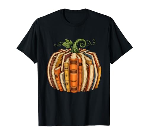 Fall Book Pumpkin Retro Reading Teacher Books Lover Readers T-Shirt