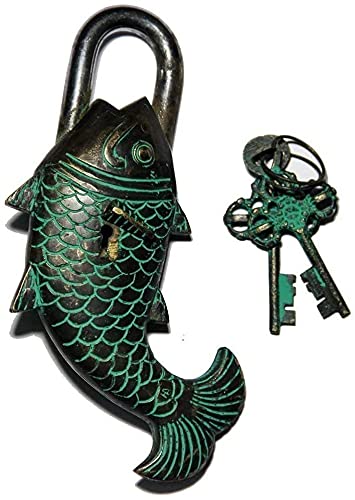 Verrou de porte poisson en laiton massif 17,8 cm avec 2 clés pour maison de charme