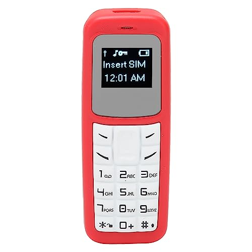 Mini Mobile Cell Phone Small Mobile Phone Bluetooth Headset Dialer with Ear Hook Support SIM 0.66inch, Support SIM Card and Dialing Number (Red)
