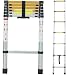 Produktbild ANDIARBEIT Höhenangst Teleskopleiter aus Aluminium, kompakt & faltbar, max. Belastbarkeit 150 kg, rutschfeste Sprossen & gummierte Füße, für Haus & Garten (2,6 m)