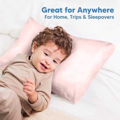Image of Pack of 2 Toddler Pillowcases 14x20 Premium 100% Cotton Blend Blush Pink Toddler Pillow Case Zipper Closure, Soft Nursery Pillow Covers - Perfect for Kids (Size-14x20, Blush Pink)