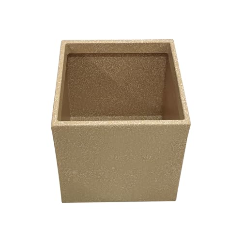 Image of Harshdeep Planters for Home Decor - Quebec Square - Indoor Outdoor Home Living Room Balcony Garden Decorative 10 Inch Durable, Lightweight Roto Pot Stone Finish (Cream Stone, Small)