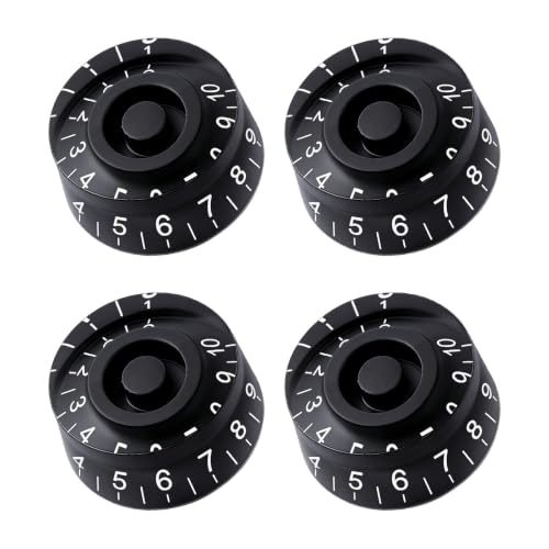 WANDIC 6mm Electric Guitar Contral Knobs, Set of 4 Acrylic Speed Knobs for Gibson Les Paul Replacement Electric Guitar Parts, Black