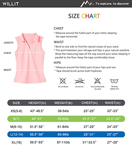 Willit Girls' Sleeveless Polo Shirts Golf Tennis Polo Lightweight Shirts Quick Dry White M #TOP4