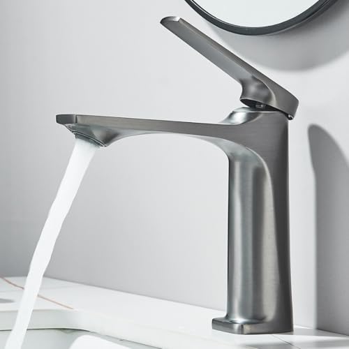Grifo de lavabo de latón macizo monomando con acabado blanco premium 3