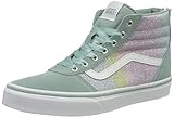 Original Waffel-Laufsohle Vans Mädchen Ward Hi Zip Suede/Canvas Sneaker, Rainbow Glitter Blue Surf, 37 EU