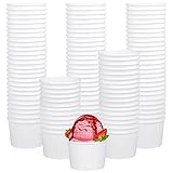 Ruisita 120 Pieces Ice Cream Sundae Cups Paper Dessert Yogurt Bowls Disposable Paper Ice Cream Bucket Dessert or Soup Bowls for Party Supplies, 5 Ounce, White