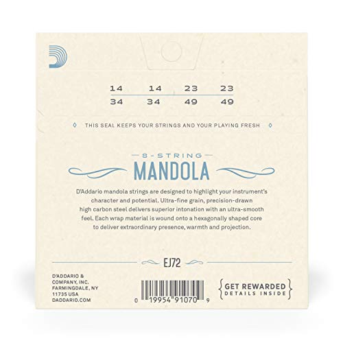 Cordes pour mandoline D'Addario EJ72 de fabrication artisanale - 3