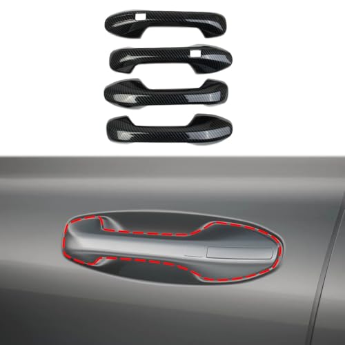 Korlot Carbon Fiber Style Exterior Door Handles Cover Trim for 2023-2025 Hyundai Palisade