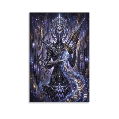 Toile Zodiaque Verseau Gothique 50x75cm pour art mural de salon
