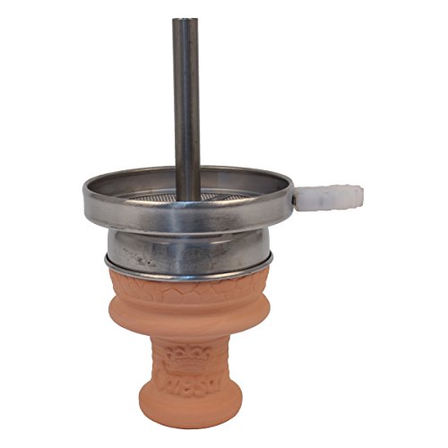 Caesar Kaminkopfset für Shisha - CBH-003 I Edelstahl Kaminaufsatz mit Griff + Tonkopf Set für Wasserpfeifen
