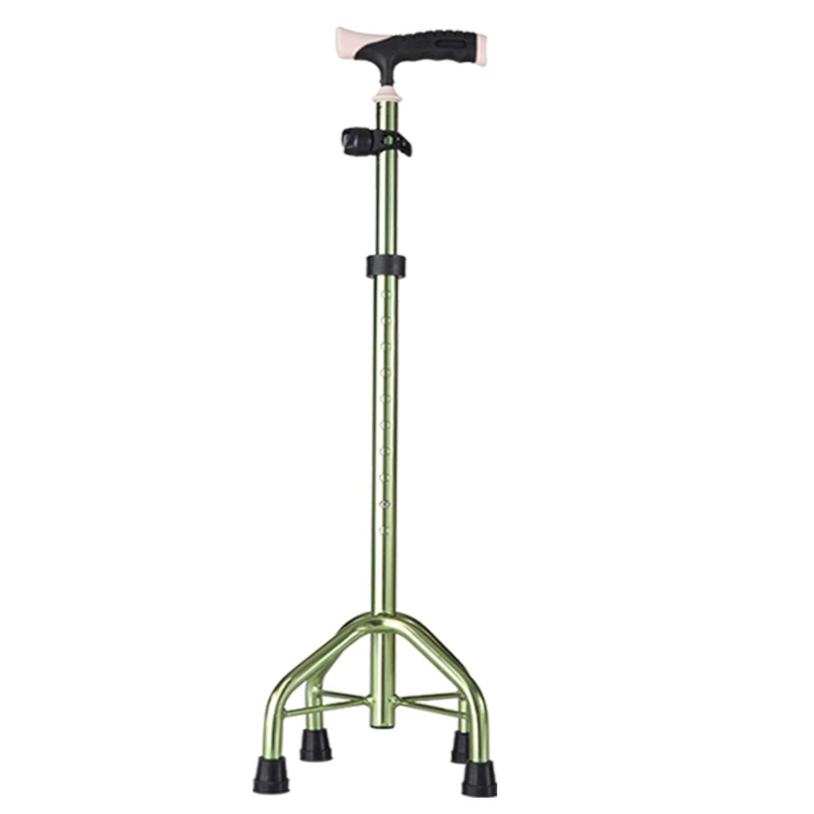 Bastón Cuadrúpedo, Bastón Regulables, Bastón Elegante, Bastón Ligero de Aluminio para Mayores con Luz LED (Color : Green, Size : 71-94cm/28-37)