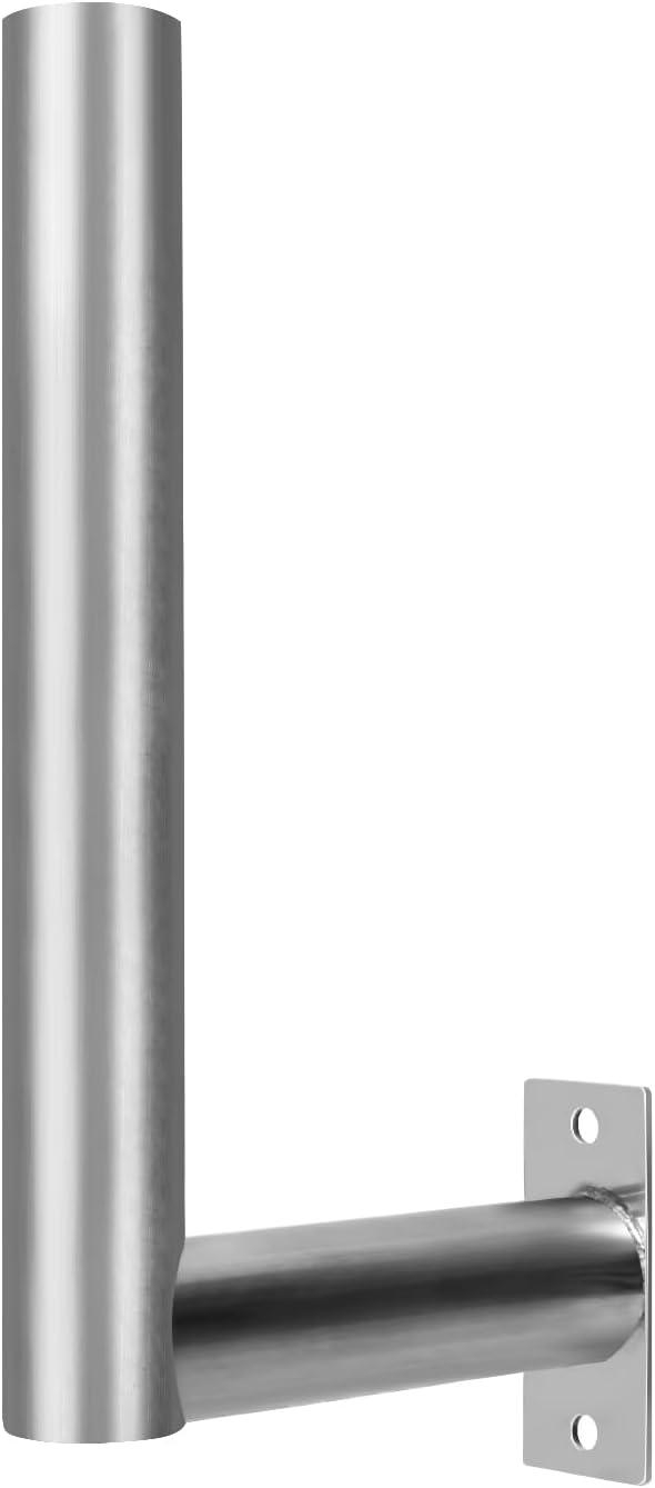 Stainless Steels Pole Mount 12'' Length Universal L-Type Pole Mast Bracket for for Outside Antenna,Weather Station,Solar Panel