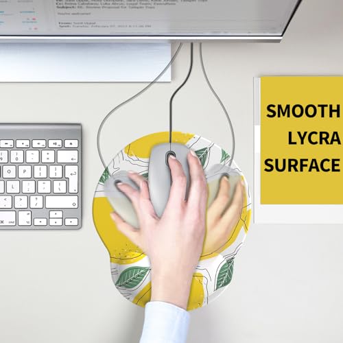 Image of eulps Mouse Pad with Wrist Rest, Comfortable Computer Mousepad with Gel Wrist Support Smooth Surface and Non-Slip PU Base for Pain Relief, Laptop, Office & Home (Lemon)