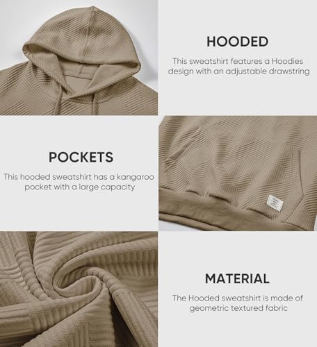 Jmierr Mens Hoodie Casual Fashion Long Sleeve Hooded Collar Drawstring Pullover Sweatshirt Texture Fall Shirts Lightweight Soft Sweaters With Pockets thumb #4