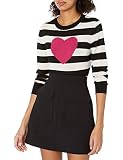 Trina Turk Women's Old Fashioned Heart Sweater, Black/Whitewash, Small