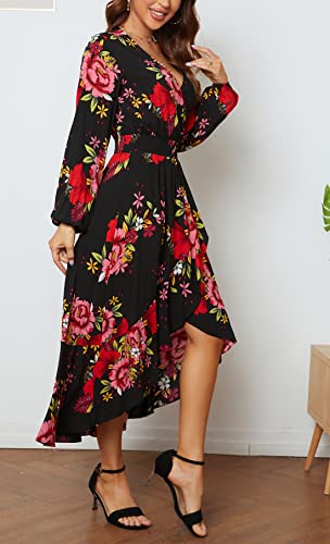 Image of Kormei Womens Short Sleeve Floral Maxi Dress High Low V-Neck Flowy Party Long Dresses