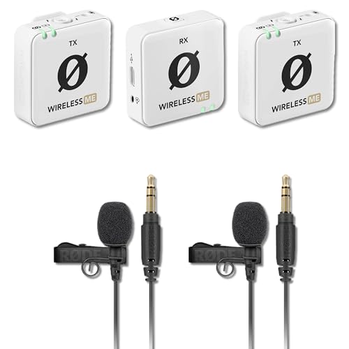 Rode Wireless ME Dual Clip-on Microphone System (White) with 2X Lavalier GO Professional Wearable Microphones