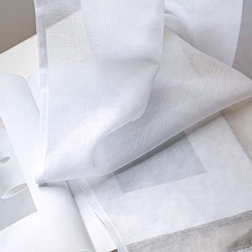 Woaboy Voile Gardinen Vorhänge Ösen 2er Set 140x280cm Weiß – Ansicht 7