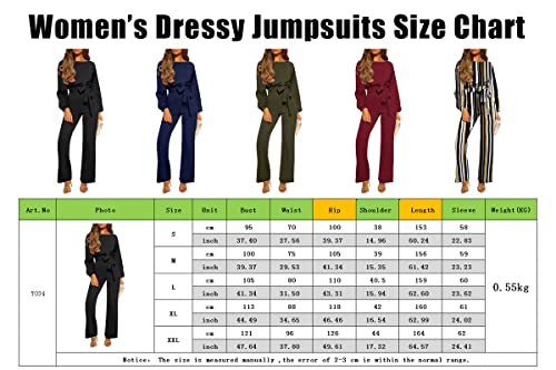 Zhuofei Women’s Casual Jumpsuits Loose Fit Belted Dressy Long Sleeve Crewneck Autumn Jumpsuit Long Wide Legs Formal Rompers #TOP5