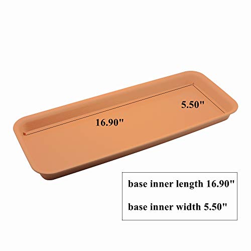 Bangqiao 18 Inch Plastic Rectangular Planter Pot Saucer Tray For Indoor And Outdoor Plants, Pack Of 3, Terracotta #TOP2