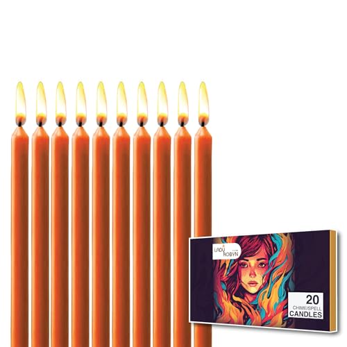 ladyrobyn Set of 20 Solid Color Taper Candles – 4-Inch Dripless Paraffin Wax Candles with Cotton Wick – Ideal for Weddings, Shabbat, Holiday & Home Decor, Gift Set (Orange)