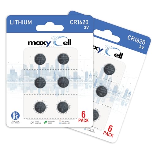 Image of CR1620 Lithium Coin Cell Battery 3V High-Capacity Long-Lasting Reliable Power for Watches, Key Fobs, Toys, Calculators, Medical Devices, Thermometers, Leak-Proof DL1620 ECR1620 (12 Pack)