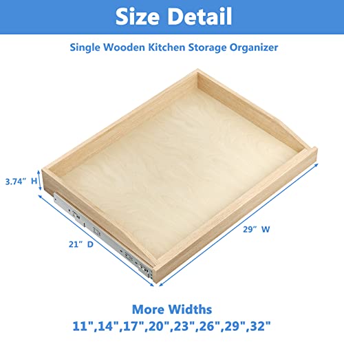 Lovmor Single Pull Out Cabinet Organizer 29”W X 21”D, Soft Close Slide Out Drawer Storage Shelves For Kitchen, Wood Cabinet Shelf Pull-Out Organizer Storage For Base Cabinet #TOP5