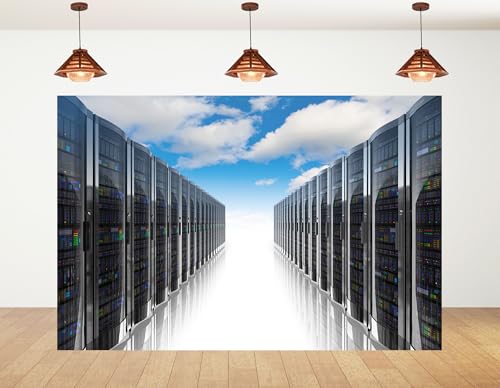 4x4ft Cloud Computing Data Center Servers Backdrop Tech Infrastructure Photography Background for Corporate IT Event Business Meeting Decorations Tapestry Banner Photo Booth Props