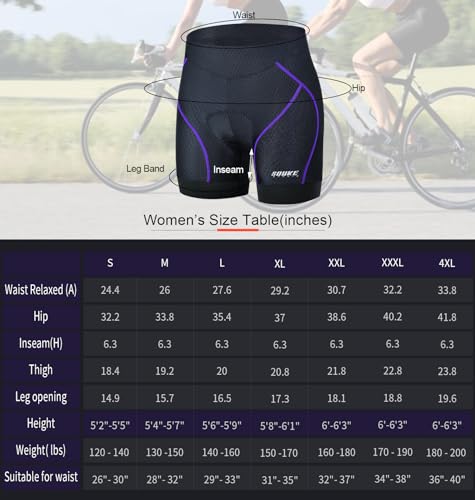 Eco-daily Shorts de ciclismo feminino acolchoado 3D ciclismo ciclismo ciclismo shorts (roxo-3GG)